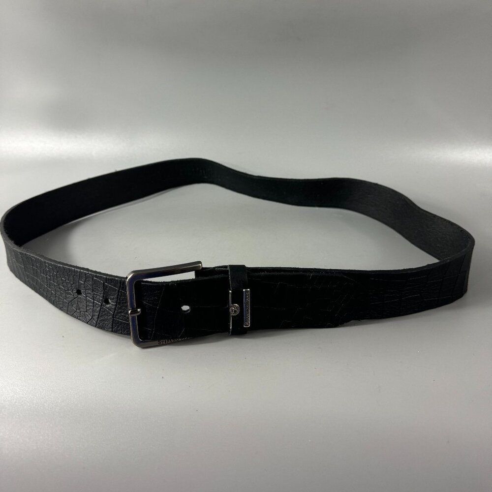 Stefano Ricci Mens Black Leather Belt Silver Hardware Size 48/120